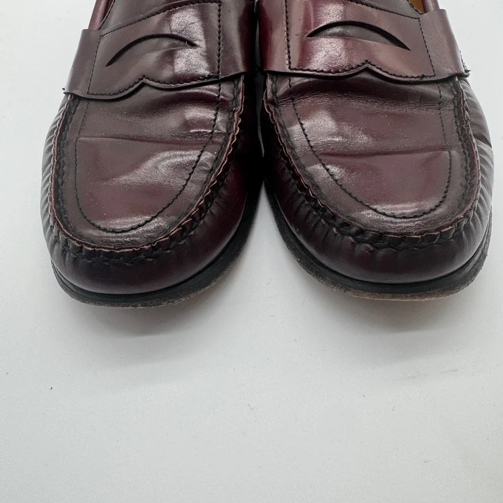 Classic Burgundy Leather Penny Loafers Men's Dress Shoes Size‎ 11 B